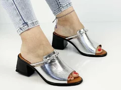 Papuci cu toc din piele naturala Naomi Silver